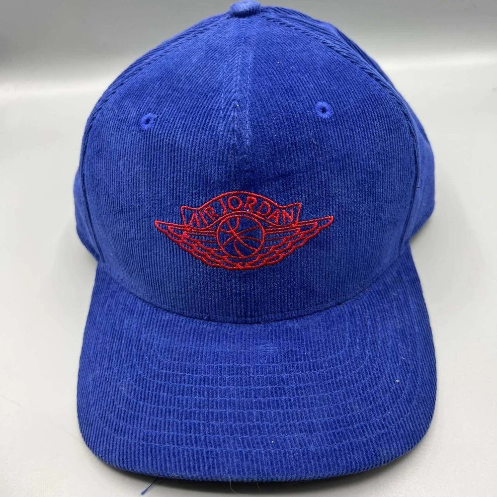 Air Jordan Wings‎ Hat Men Blue Corduroy Jumpman Nike Strap Back Cap